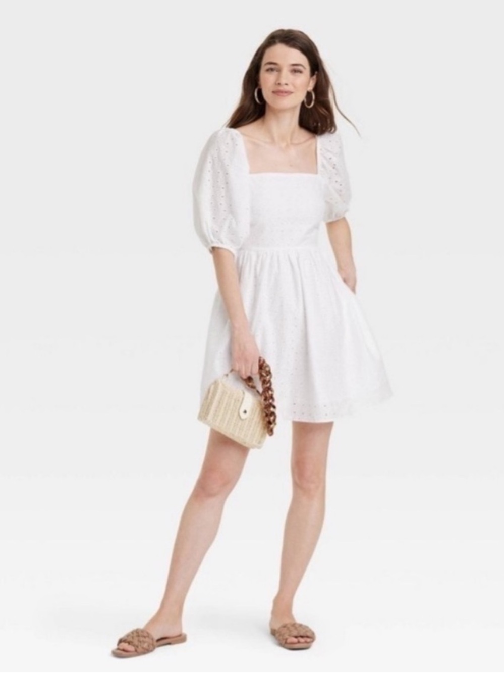 A New Day Target White Eyelet Puff-Sleeve Sundress